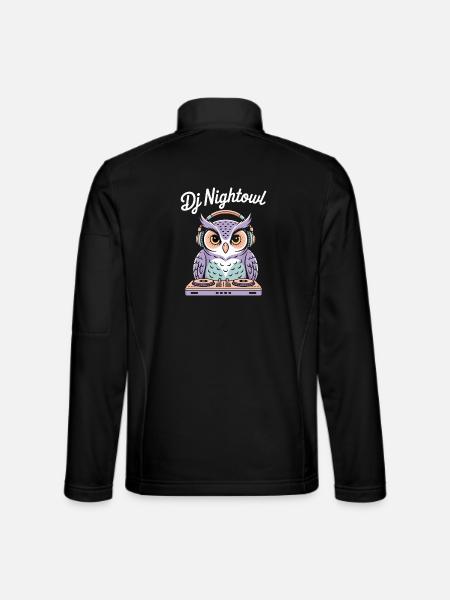 DJ Nightowl hibou avec un casque à la table de mixage - Veste en tissu softshell Unisexe - noir - Dos