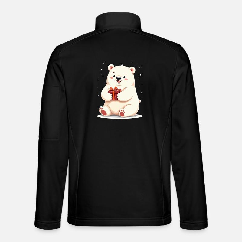 Niedlicher Eisbär mit Geschenkillustration - Unisex Softshelljacke - Schwarz