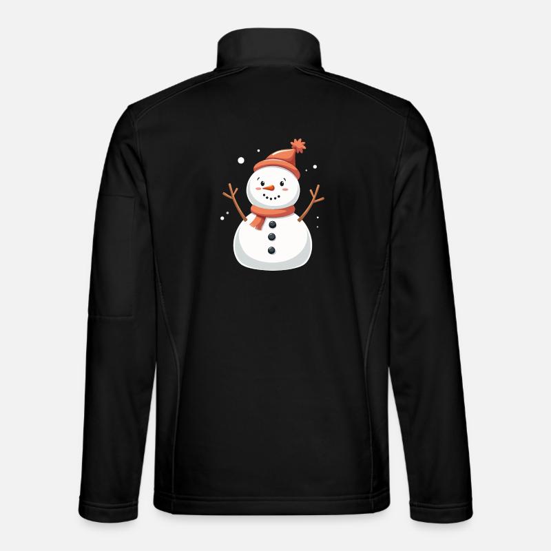 Snowman Cozy Winter Whimsy - Unisex Softshell Jacket - black