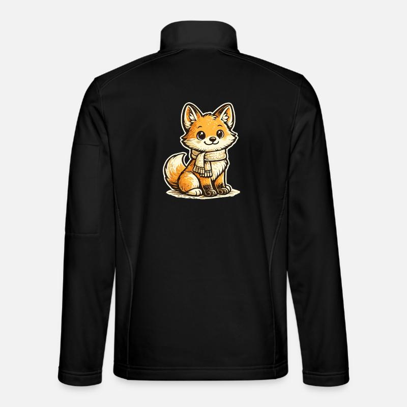 Wärmender Fuchs mit Schal - Unisex Softshelljacke - Schwarz