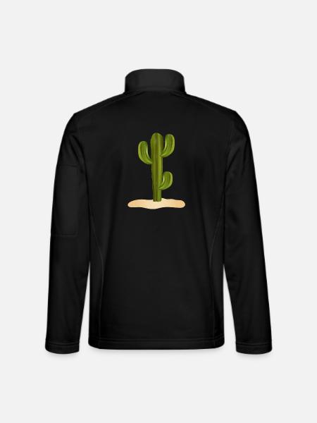 Grand cactus vert dans le désert dans le sable - Veste en tissu softshell Unisexe - noir - Dos