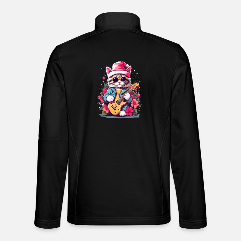 Süße Katze mit Gitarre - Unisex Softshelljacke - Schwarz