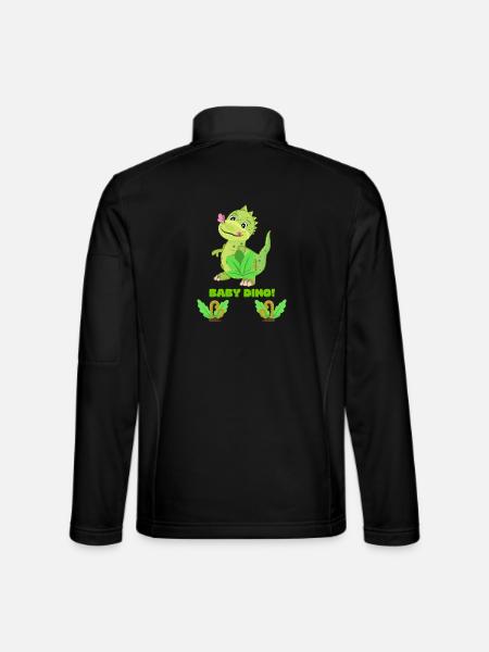 Cute Baby Dinosaur Fantasy Illustration - Unisex Softshell Jacket - black