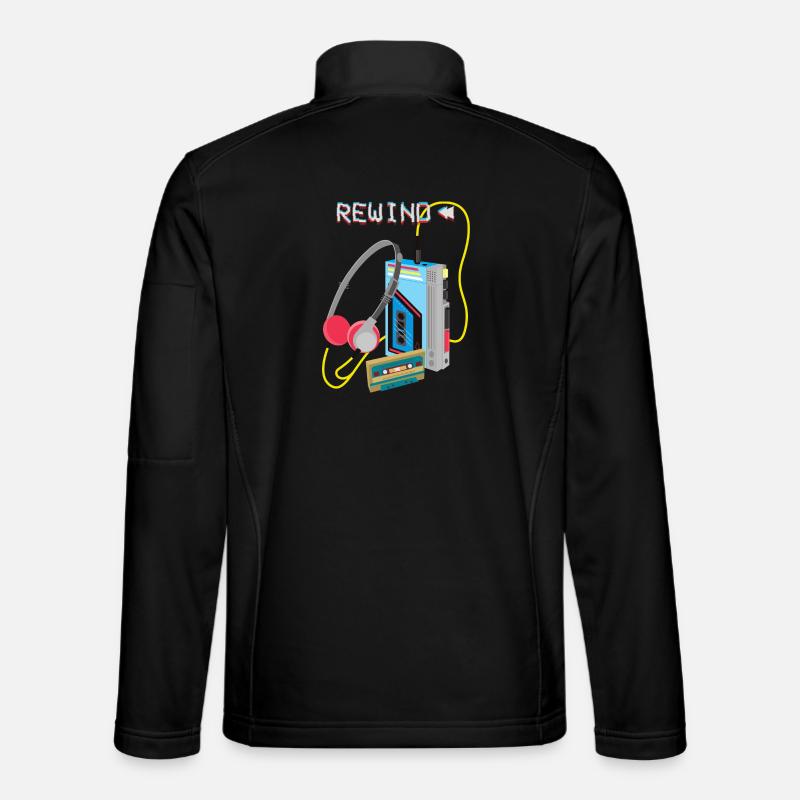 Retro Music Rewind Cassette Design Unisex Softshell Jacket