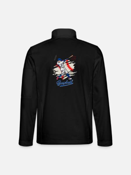 Dynamische Baseballschaukel Illustration - Unisex Softshelljacke - Schwarz - Hinten