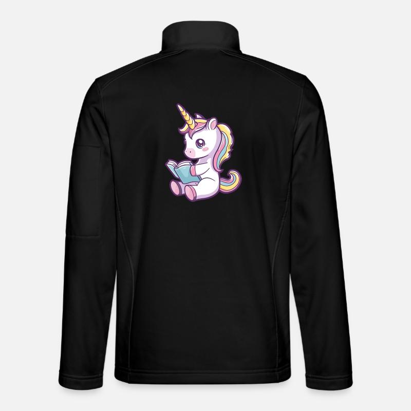 Niedliches Einhorn Cartoon liest ein Buch Unisex Softshelljacke