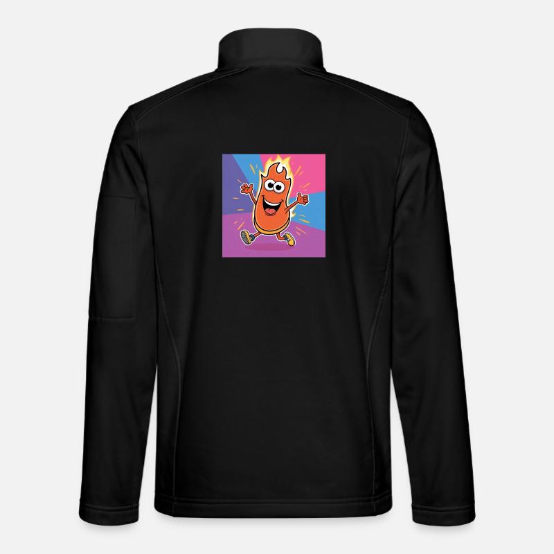 Flame Buddy Run Bright Cartoon - Unisex Softshell Jacket - black