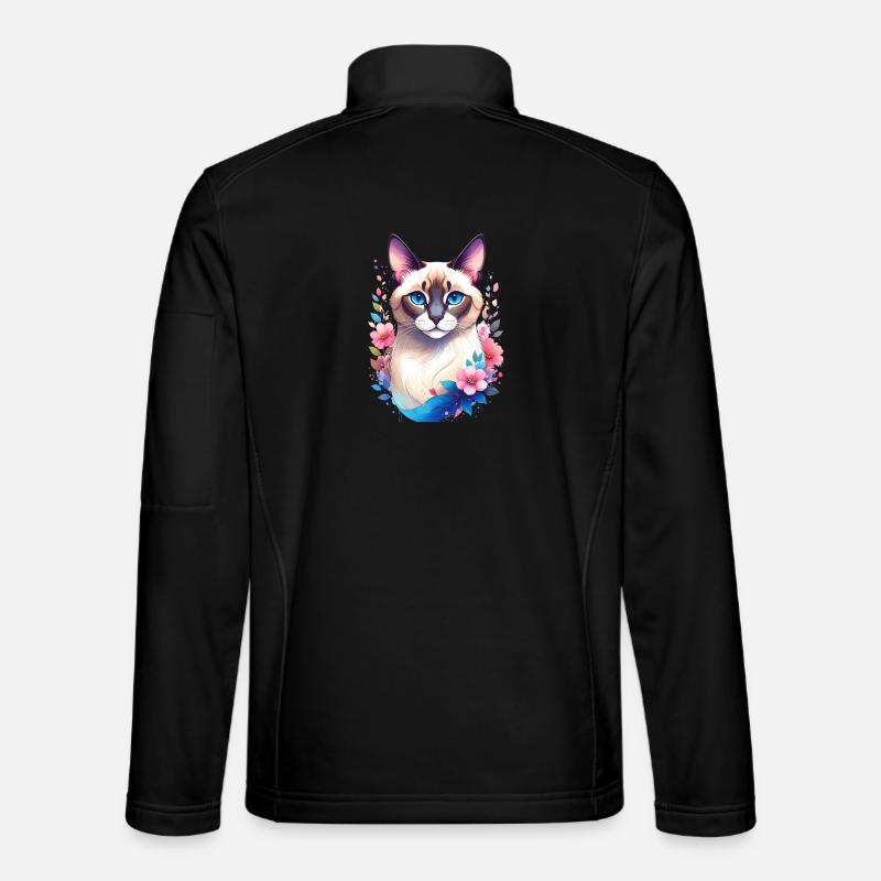Siamese Cat Portrait - Unisex Softshell Jacket - black