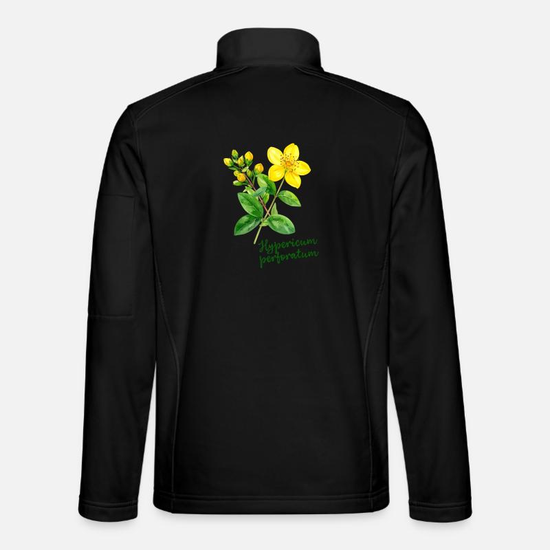Hypericum perforatum - botanical illustration - Unisex Softshell Jacket - black