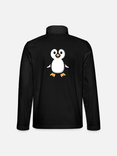 Cute Cartoon Penguin Illustration - Unisex Softshell Jacket - black
