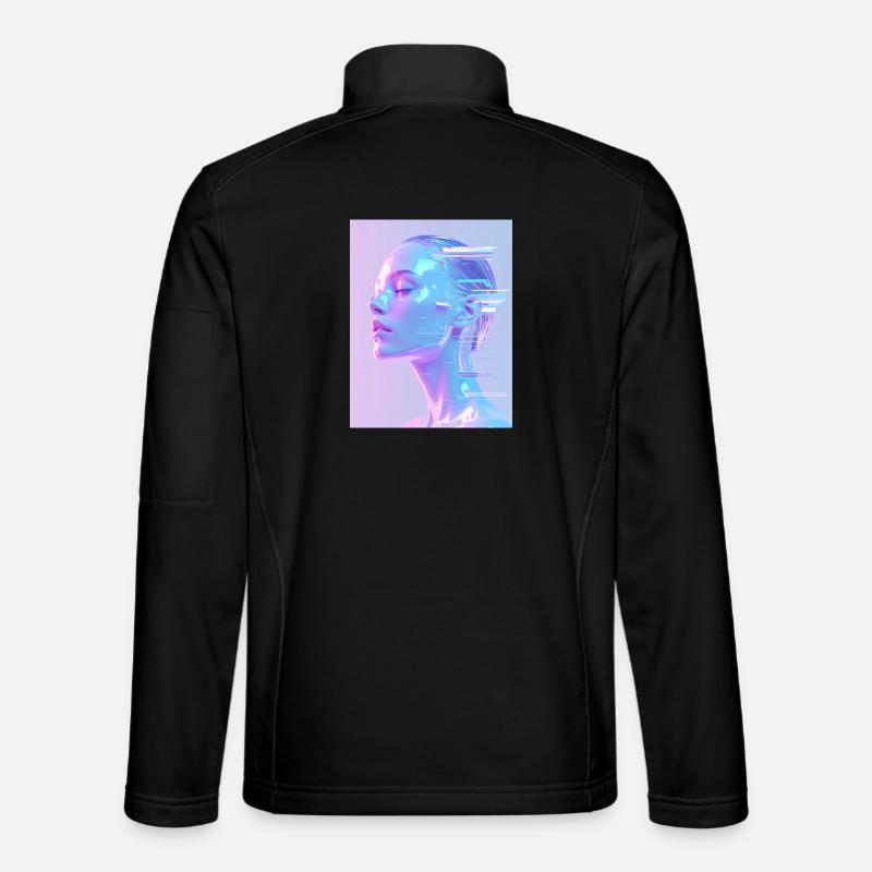 Holographisches Glitch-Porträt - Unisex Softshelljacke - Schwarz