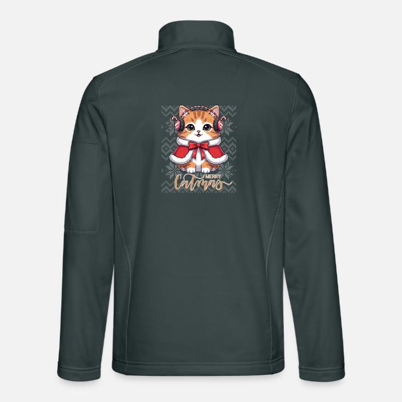 Kätzchen-Weihnachts-Ohrhörer Rot Unisex Softshelljacke