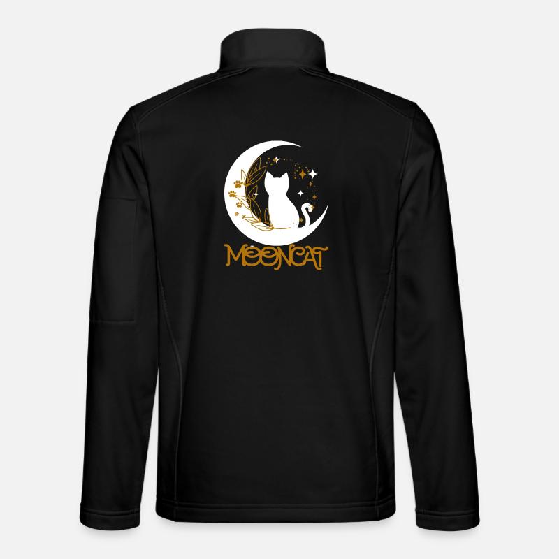 Golden Moon Cat - Unisex Softshell Jacket - black