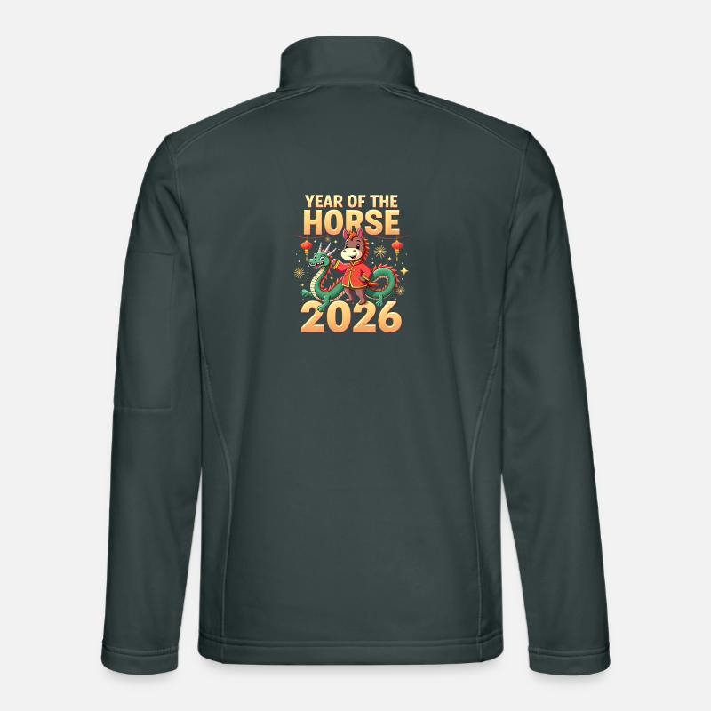 Nouvel An chinois du cheval 2026 Veste en tissu softshell Unisexe