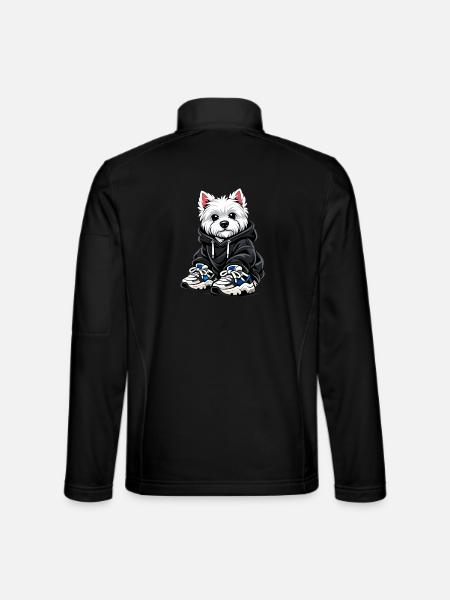 Cooler Westie im Oversized Hoodie & Sneaker Design - Unisex Softshelljacke - Schwarz - Hinten