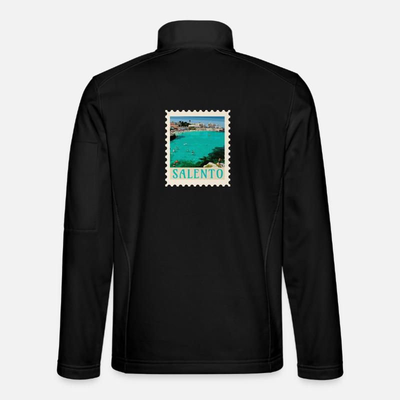 Salento Turquoise Beach retro plakat - Unisex softshelljakke - sort