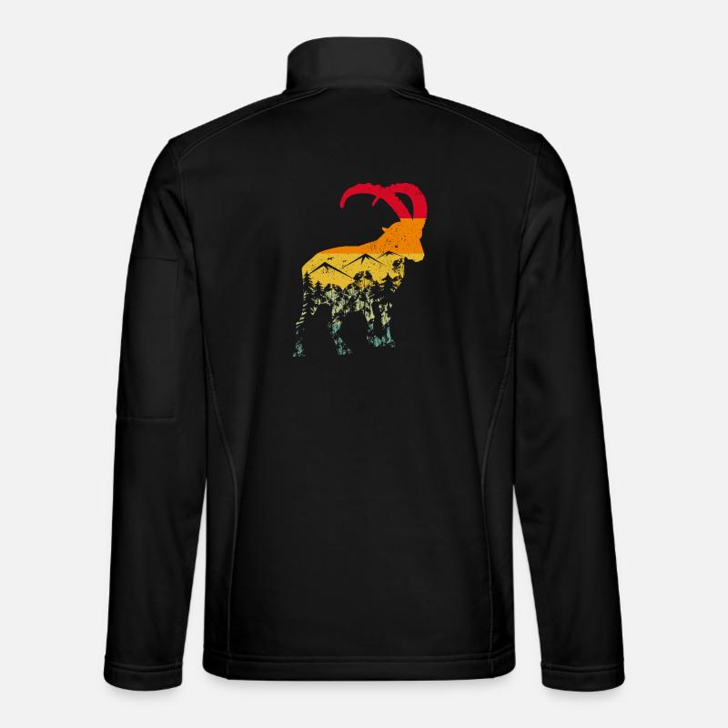 Steinbock, Wandern, Berge - Unisex Softshelljacke - Schwarz