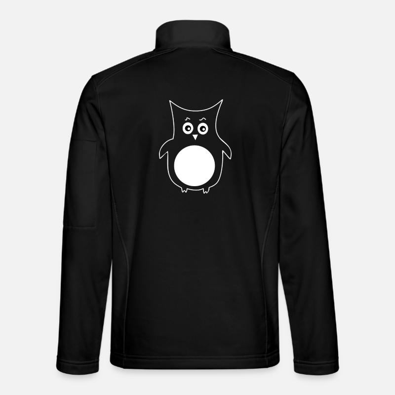 white owl bird white - Unisex Softshell Jacket - black