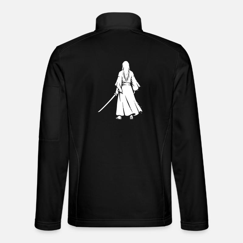 Anime Ronin Swordsman Back - Unisex Softshell Jacket - black