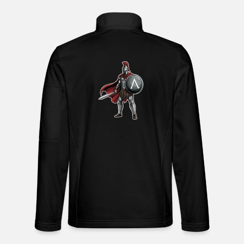 Hoplitisches Spartanisches Lambda-Schild-Schwert-Maskottchen - Unisex Softshelljacke - Schwarz