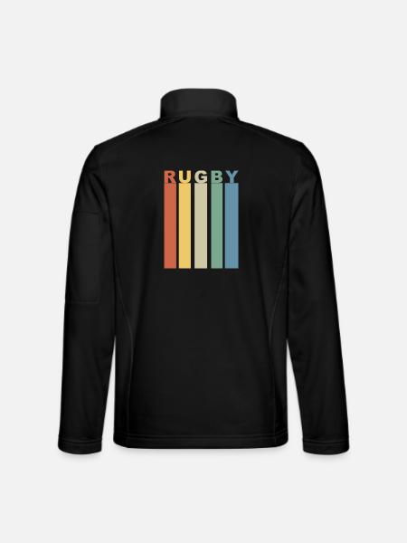 Retro rugby band of vertical colors - Unisex Softshell Jacket - black - Back