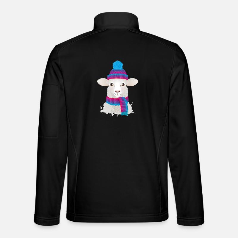 mouton blanc avec chapeau à bobble coloré et écharpe tricotée Veste en tissu softshell Unisexe