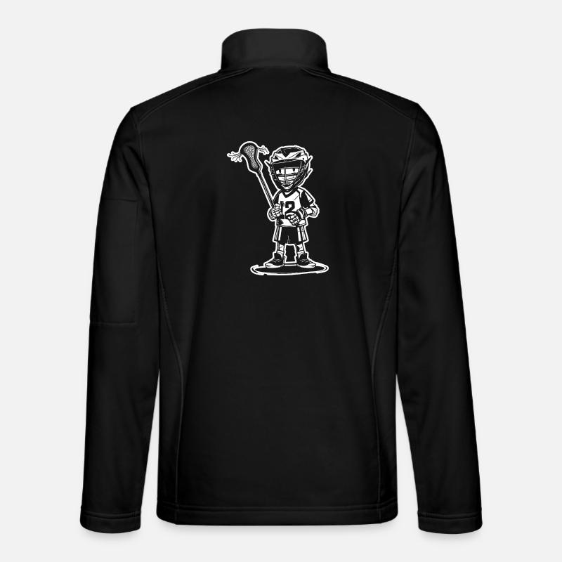 Lacrosse Junge Cartoon Stil - Unisex Softshelljacke - Schwarz