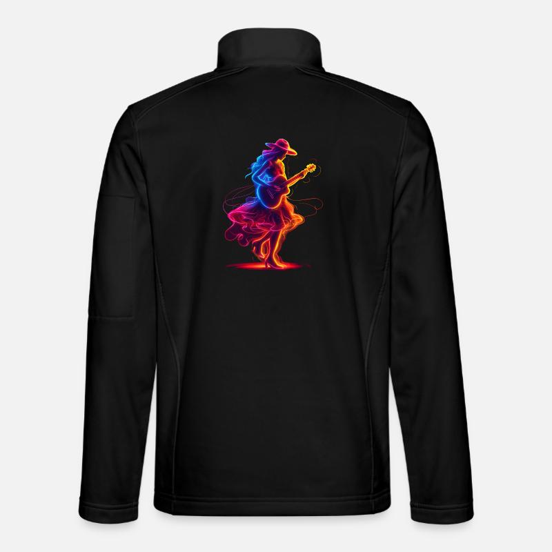 Guitarist Girl Synthwave - Unisex Softshell Jacket - black