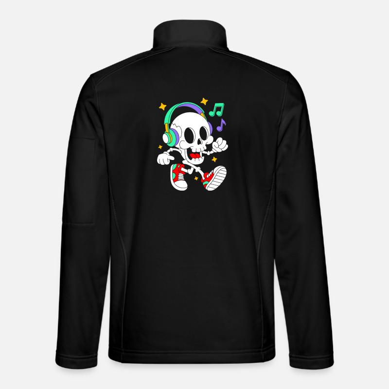 Music Loving Skeleton with Headphones - Unisex Softshell Jacket - black