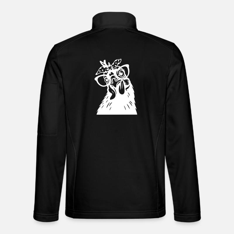 Funny Chicken with Bandana Art - Unisex Softshell Jacket - black