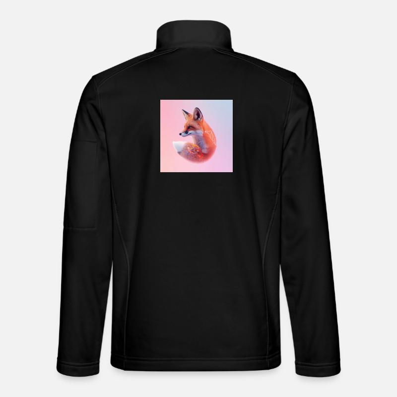 Pastel geometric neon fox - Unisex Softshell Jacket - black