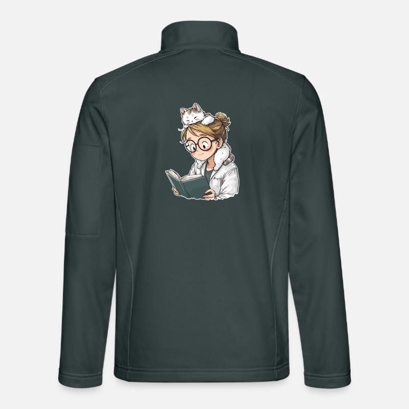 T-shirt du club de lecture de la bibliothécaire à épaule de chat Veste en tissu softshell Unisexe