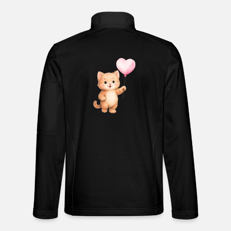 Heart Balloon Cat - Unisex Softshell Jacket - black