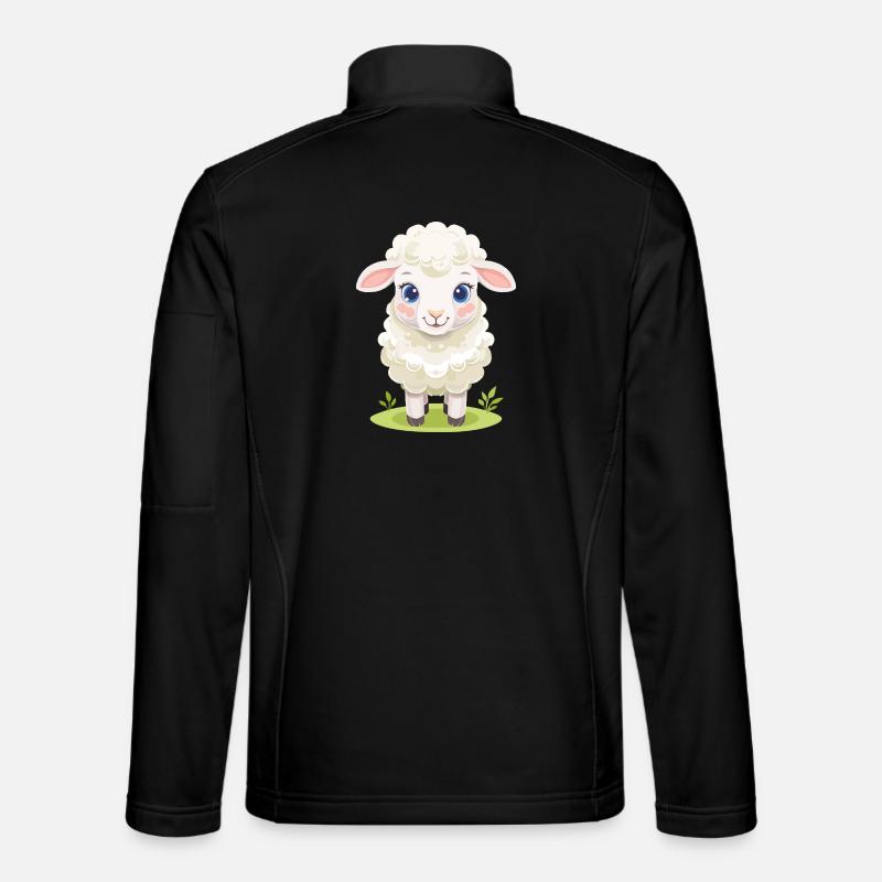 Cuddly lamb on green pasture - Unisex Softshell Jacket - black