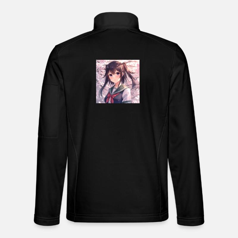 Cherry Blossom School Uniform - Unisex Softshell Jacket - black