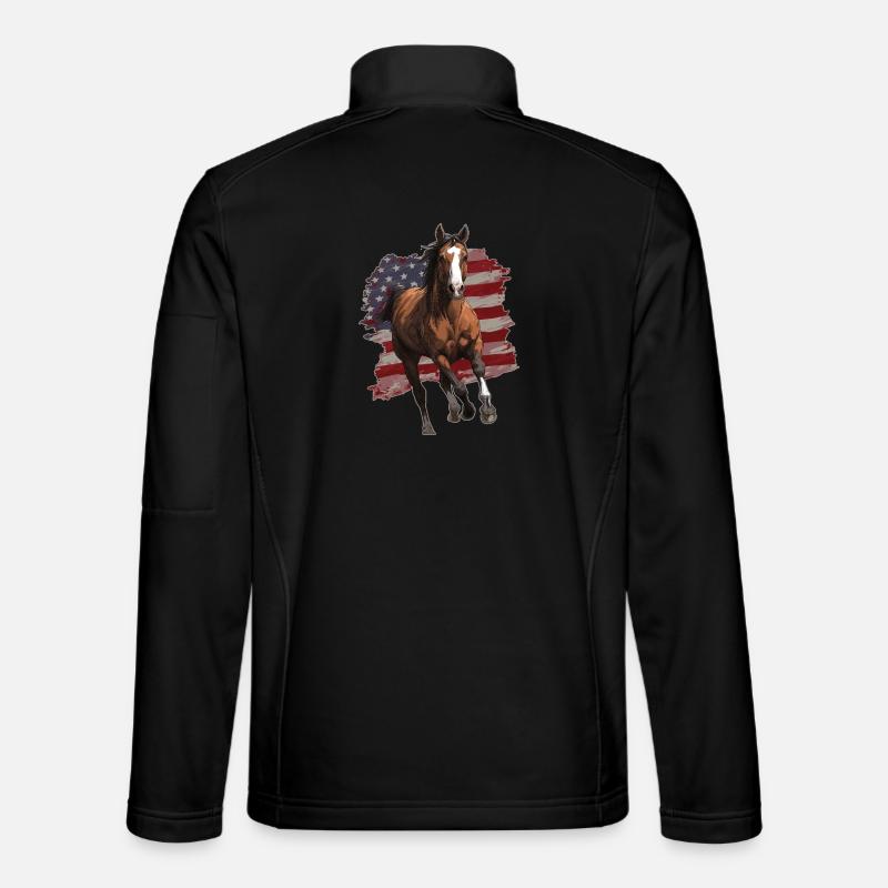 Drapeau des États-Unis de cheval - Veste en tissu softshell Unisexe - noir