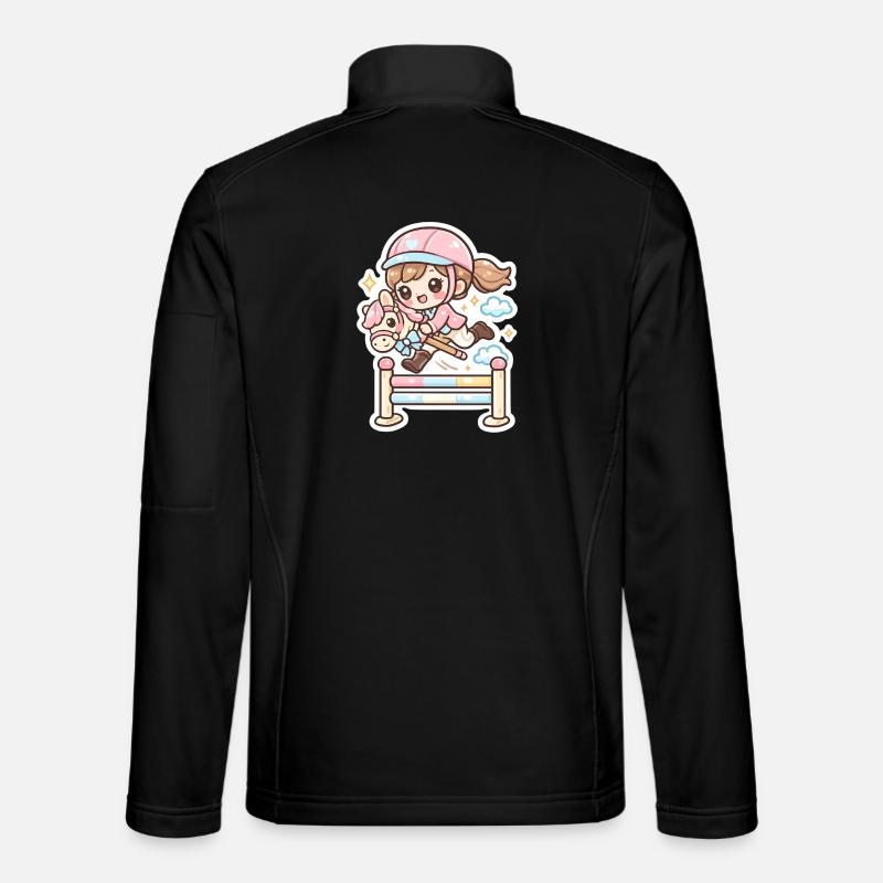 Kawaii Pony Jump Obstacle - Unisex Softshell Jacket - black
