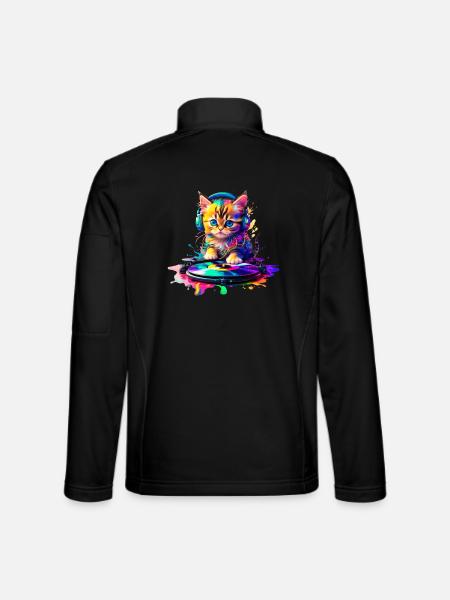 DJ Kitty – Rainbow 2 - Unisex Softshell Jacket - black
