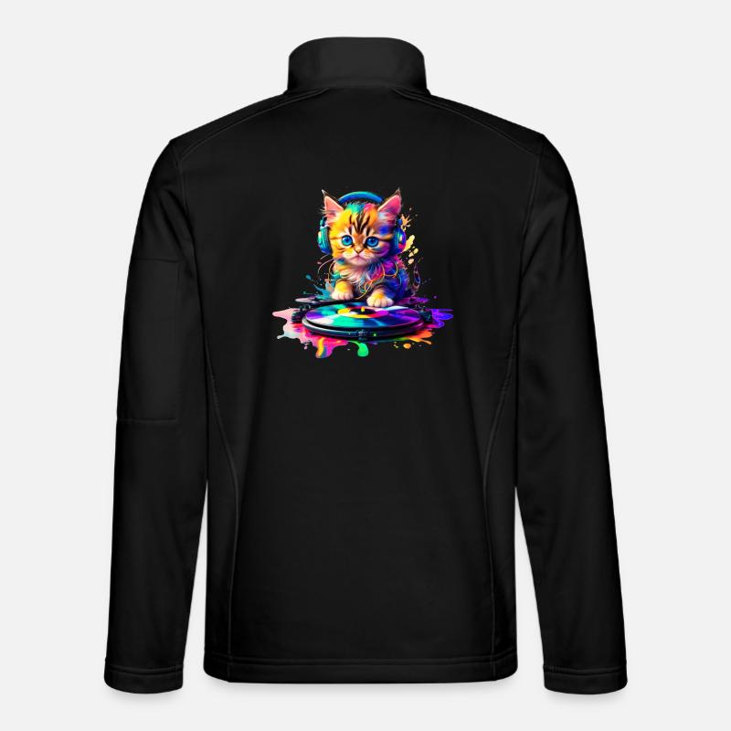 Kätzchen DJ - Regenbogen 2 - Unisex Softshelljacke - Schwarz