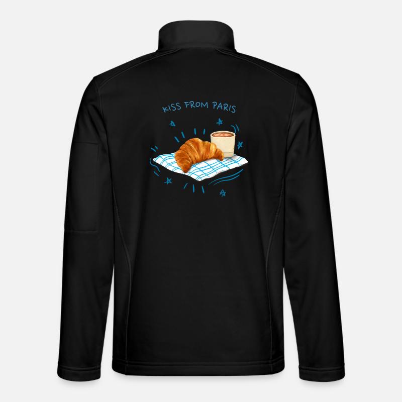 Kiss From Paris Croissant Breakfast - Unisex Softshell Jacket - black