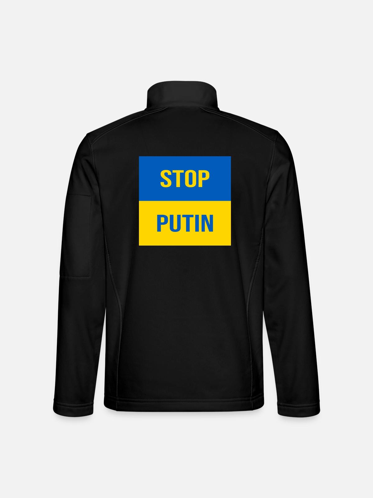 STOP PUTIN - Unisex Softshell Jacket - black - Back