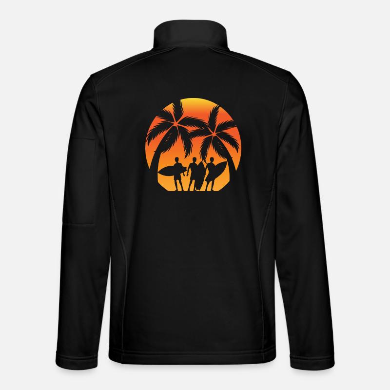 Sonnenuntergang Surfer Palmen - Unisex Softshelljacke - Schwarz