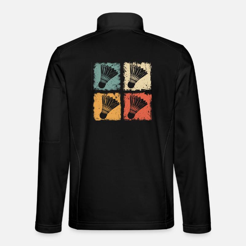Badminton Shuttlecock Retro Style - Unisex Softshell Jacket - black