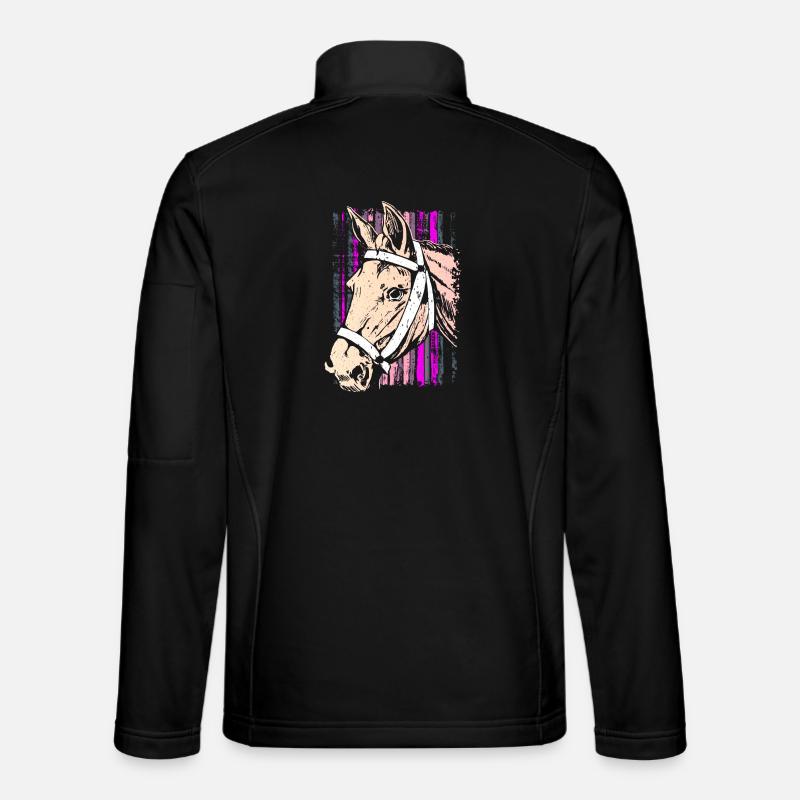 Equitation - cavalier - école d'équitation - tête de cheval rose Veste en tissu softshell Unisexe
