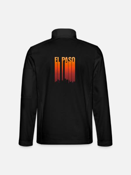 El Paso Skyline Sonnenuntergang - Unisex Softshelljacke - Schwarz - Hinten
