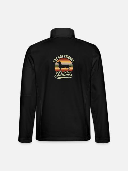 I've Got Friends In Low Places, Dachshund Wiener - Unisex Softshell Jacket - black - Back