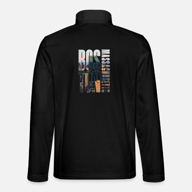 Boston Downtown Skyline Motif - Unisex Softshell Jacket - black