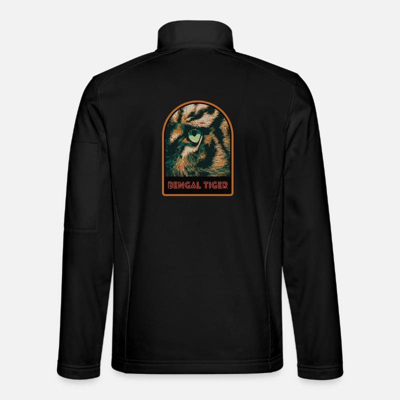 Tiger's Eye in Close-up – Intense Illustration - Unisex Softshell Jacket - black