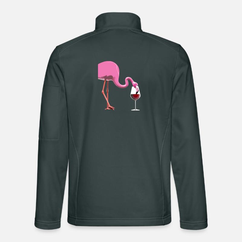 Flamingo mit Weinglas Unisex Softshelljacke