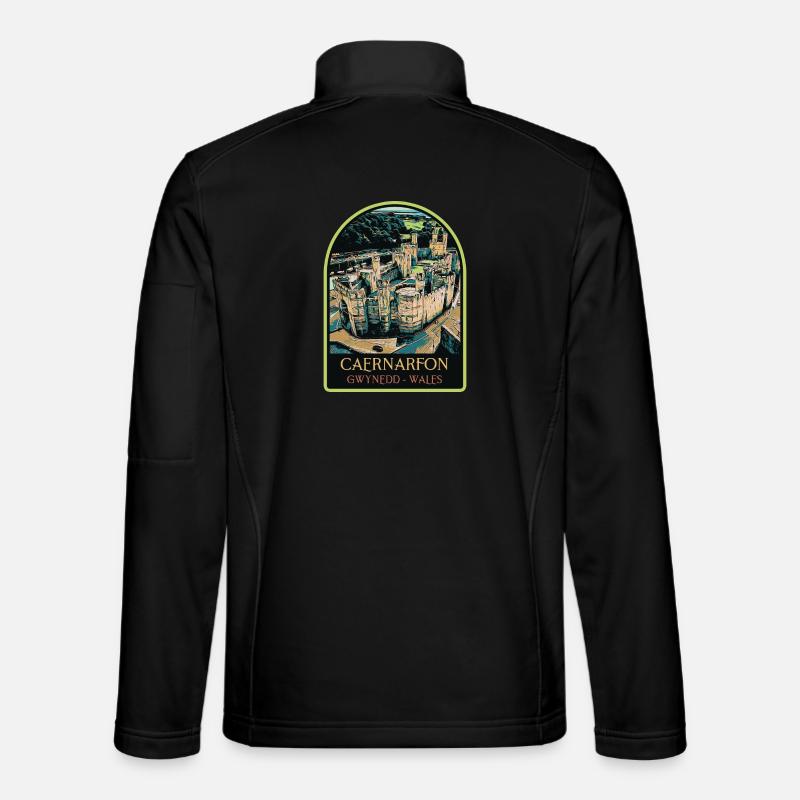 Illustration Caernarfon Castle, Wales, UK - Unisex Softshell Jacket - black